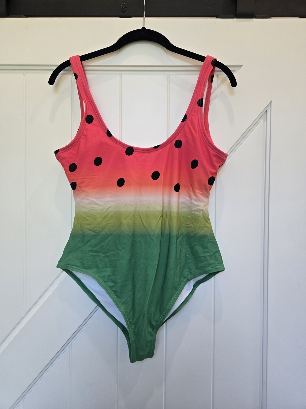 Unique Vintage Watermelon Gradient One-Piece Swimsuit in Pink, Green